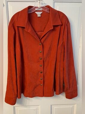 CJ Banks 1X Ultrsuede Shirt Long Sleeves Autumn Orange